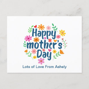 Aangepaste Retro Floral Happy Mothers Day Briefkaart