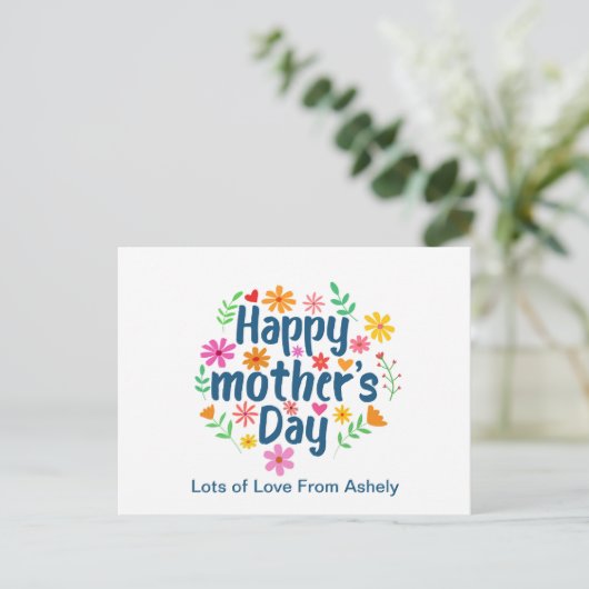 Aangepaste Retro Floral Happy Mothers Day Briefkaart (Staand voorkant)