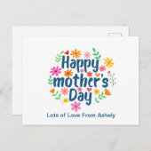 Aangepaste Retro Floral Happy Mothers Day Briefkaart (Voorkant / Achterkant)