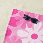 Aangepaste Retro Floral jaren '70 Y2K roze Strandlaken (In situ)