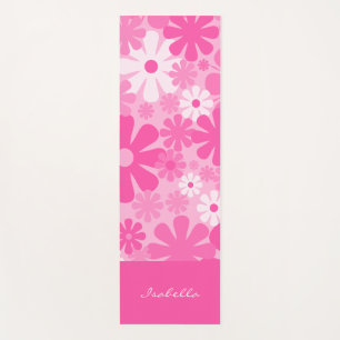 Aangepaste Retro Floral jaren '70 Y2K roze Yogamat