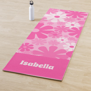 Aangepaste Retro Floral jaren '70 Y2K roze Yogamat