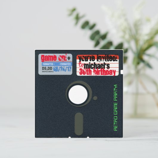 Aangepaste Retro Game Birthday Noteer diskette 5.2 Kaart (Staand voorkant)