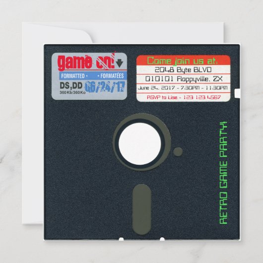 Aangepaste Retro Game Birthday Noteer diskette 5.2 Kaart (Achterkant)