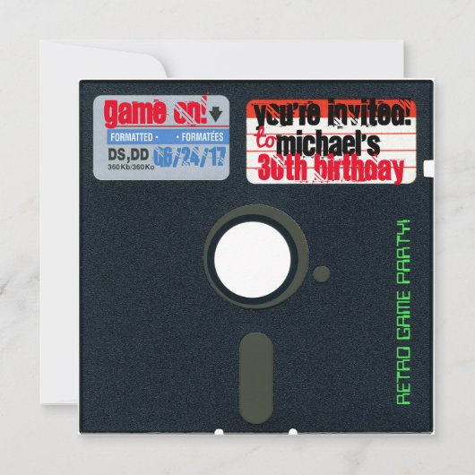 Aangepaste Retro Game Birthday Noteer diskette 5.2 Kaart (Voorkant)