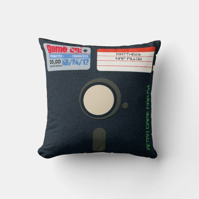 Aangepaste Retro Game Birthday Pillow diskettestat Kussen (Voorkant)