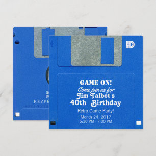 Aangepaste Retro Game Verjaardagsuitnodiging Flopp Kaart