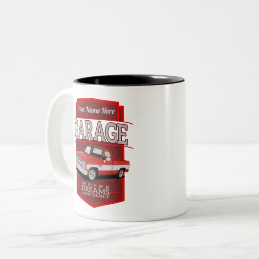 aangepaste retro garage c10 tweekleurige koffiemok (Voorkant links)