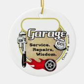 Aangepaste Retro Garage-teken Keramisch Ornament (Voorkant)