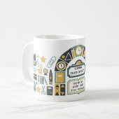 Aangepaste Retro Geometrische Schoolboog Afstudere Koffiemok (Voorkant links)