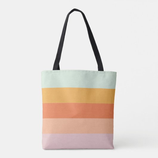 Aangepaste Retro Geometrische Stripes Mint Perzik Tote Bag (Achterkant)