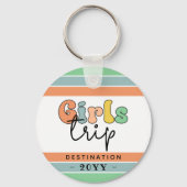 Aangepaste retro Girls-reis | Meisweekend Getaway Sleutelhanger (Voorkant)