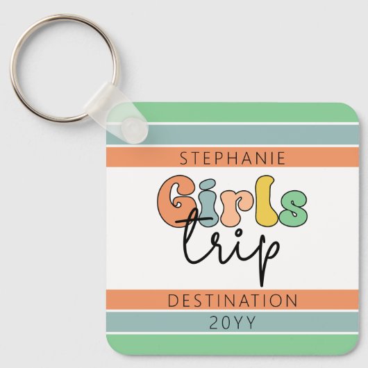 Aangepaste retro Girls-reis | Meisweekend Getaway Sleutelhanger (Voorkant)
