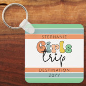 Aangepaste retro Girls-reis | Meisweekend Getaway Sleutelhanger (Voorkant)