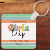 Aangepaste retro Girls-reis | Meisweekend Getaway Sleutelhanger (Achterkant)