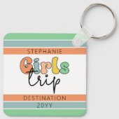Aangepaste retro Girls-reis | Meisweekend Getaway Sleutelhanger (Achterkant)