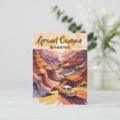 Aangepaste Retro Grand Canyon Waterverf Road Trip  Briefkaart (Staand voorkant)