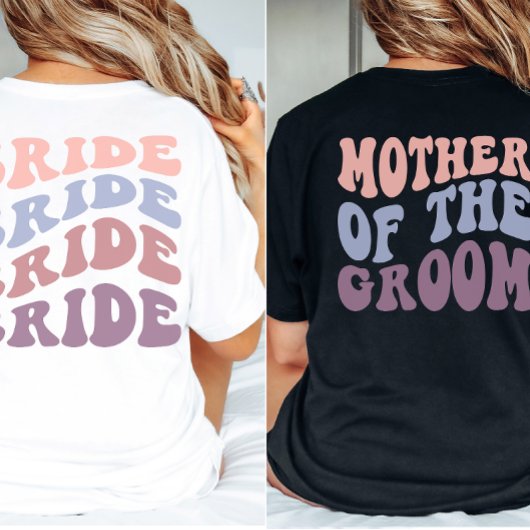 Aangepaste Retro Groovy bruidegom Moeder Bruiloft T-shirt