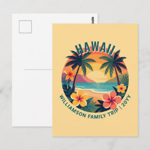 Aangepaste Retro Hawaï Tropische Vakantie Familie Briefkaart