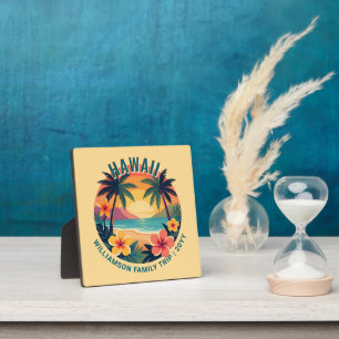 Aangepaste Retro Hawaï Tropische Vakantie Familie Fotoplaat