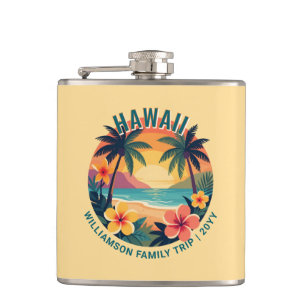 Aangepaste Retro Hawaï Tropische Vakantie Familie Heupfles
