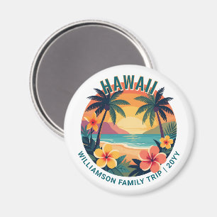 Aangepaste Retro Hawaï Tropische Vakantie Familie Magneet