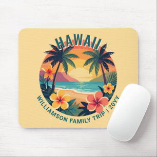 Aangepaste Retro Hawaï Tropische Vakantie Familie Muismat