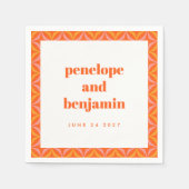 Aangepaste Retro heldere Oranje randnummers Servet (Voorkant)