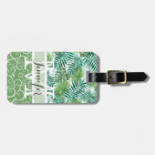 Aangepaste Retro Hip Tropical Green Palm Leafs Pat Bagagelabel (Voorkant horizontaal)