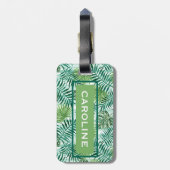 Aangepaste Retro Hip Tropical Green Palm Leafs Pat Bagagelabel (Achterkant verticaal)