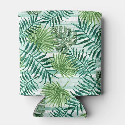 Aangepaste Retro Hip Tropical Green Palm Leafs Pat Blikjeskoeler (Achterkant)