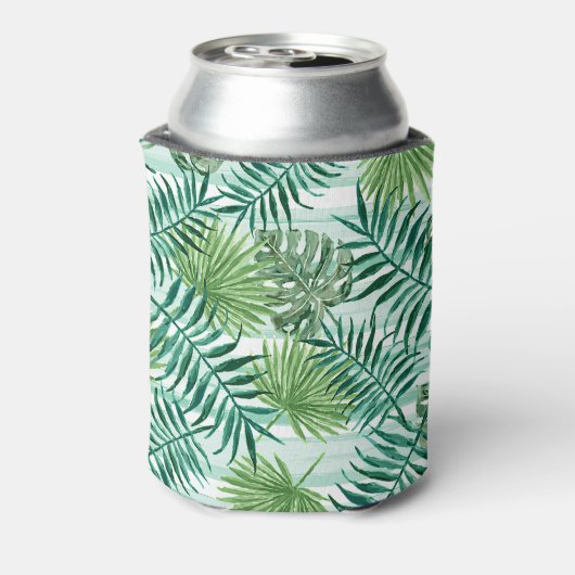 Aangepaste Retro Hip Tropical Green Palm Leafs Pat Blikjeskoeler (Blikje Achterkant)