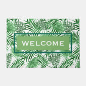 Aangepaste Retro Hip Tropical Green Palm Leafs Pat Deurmat (Voorkant)