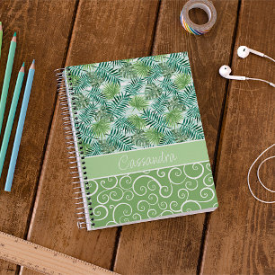 Aangepaste Retro Hip Tropical Green Palm Leafs Pat Notitieboek
