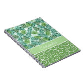 Aangepaste Retro Hip Tropical Green Palm Leafs Pat Notitieboek (Rechterzijde)