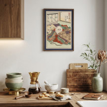 Aangepaste Retro Jongen op Houten Paard Kunstprint