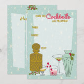 Aangepaste Retro Kerst Feestje Cocktail Party Uitn Kaart (Voorkant / Achterkant)