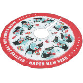 Aangepaste Retro Kerstkatten Kerstboom Rok (Gekanteld)