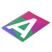Aangepaste Retro Kleurblok Monogram Notitieboek (Linkerzijde)