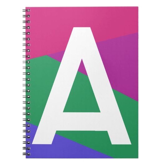 Aangepaste Retro Kleurblok Monogram Notitieboek (Voorkant)