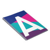 Aangepaste Retro Kleurblok Monogram Notitieboek (Rechterzijde)