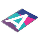 Aangepaste Retro Kleurblok Monogram Notitieboek (Linkerzijde)