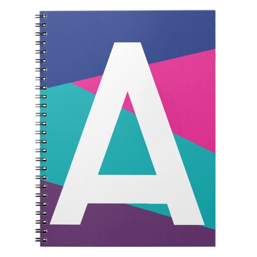 Aangepaste Retro Kleurblok Monogram Notitieboek (Voorkant)