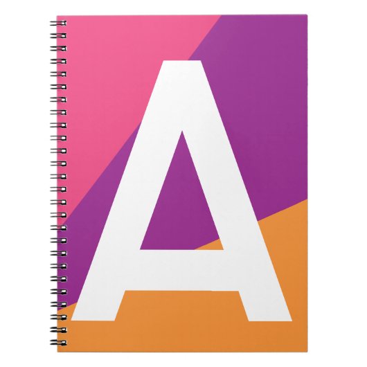 Aangepaste Retro Kleurblok Monogram Notitieboek (Voorkant)