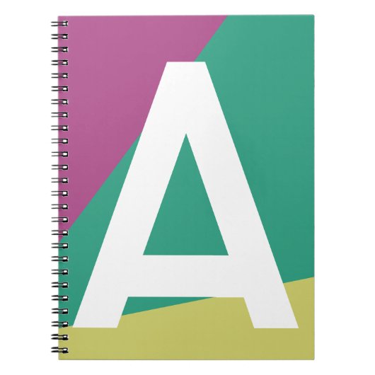 Aangepaste Retro Kleurblok Monogram Notitieboek (Voorkant)