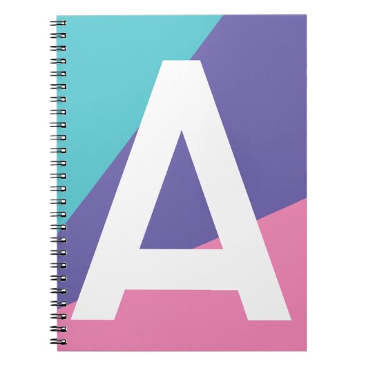 Aangepaste Retro Kleurblok Monogram Notitieboek (Voorkant)