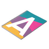 Aangepaste Retro Kleurblok Monogram Notitieboek (Linkerzijde)