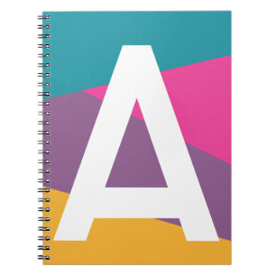Aangepaste Retro Kleurblok Monogram Notitieboek