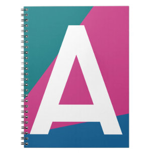 Aangepaste Retro Kleurblok Monogram Notitieboek