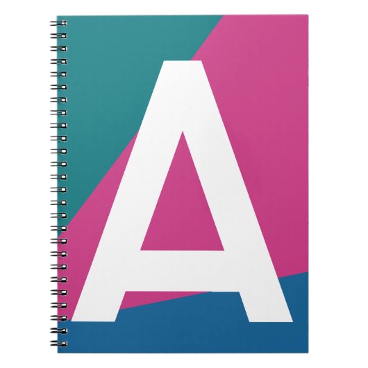 Aangepaste Retro Kleurblok Monogram Notitieboek (Voorkant)